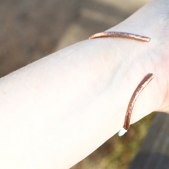 Genuine Larimar Cuff Bracelet Copper Handmade - Picture 4 of 8